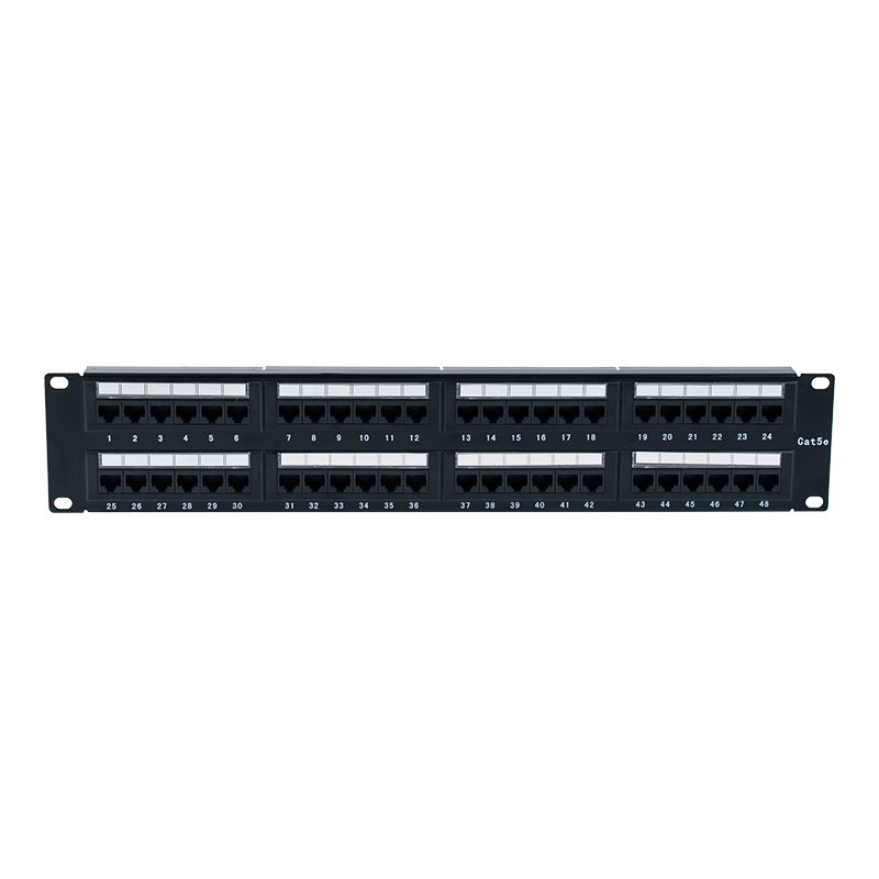 Cat5e 19-inch 2U obtentu 48-Portus Patch Panel (Dual-proposito IDC; cum plastic cardboard inserta) SP-3204D48-C5E Cat5e 19-inch 2U obtentu 48-Portus Patch Panel (Dual-proposito IDC; cum plastic cardboard inserta) SP-3204D48-C5E
