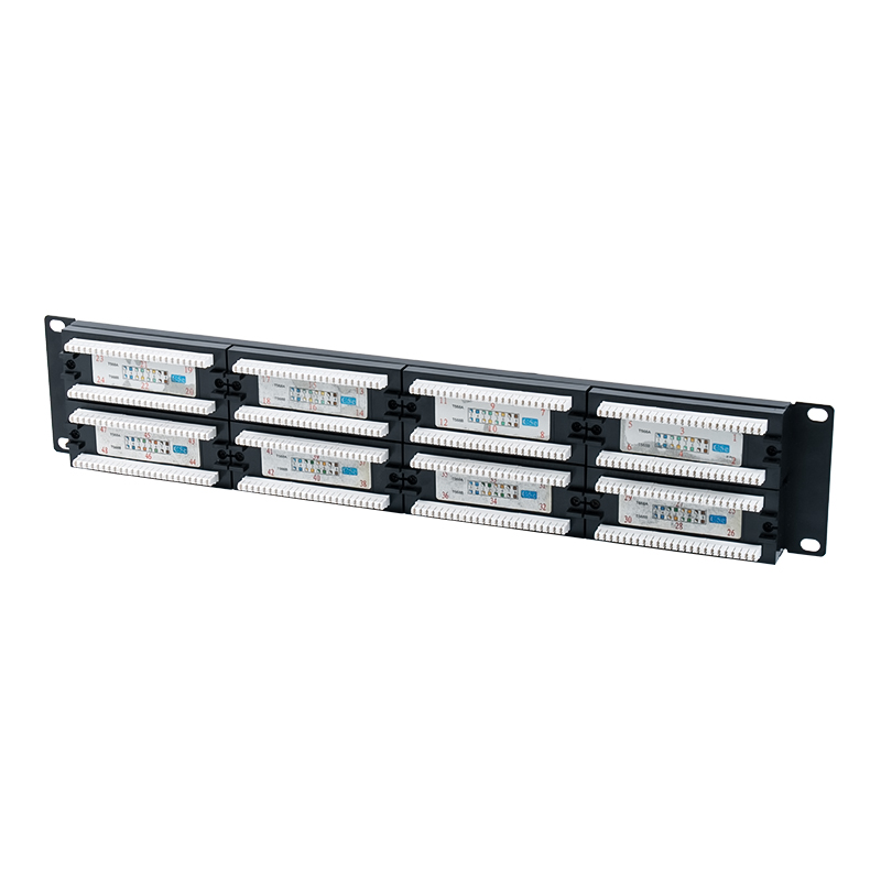 Cat5e 19-inch 2U obtentu 48-Portus Patch Panel (Dual-proposito IDC; cum plastic cardboard inserta) SP-3204D48-C5E Cat5e 19-inch 2U obtentu 48-Portus Patch Panel (Dual-proposito IDC; cum plastic cardboard inserta) SP-3204D48-C5E