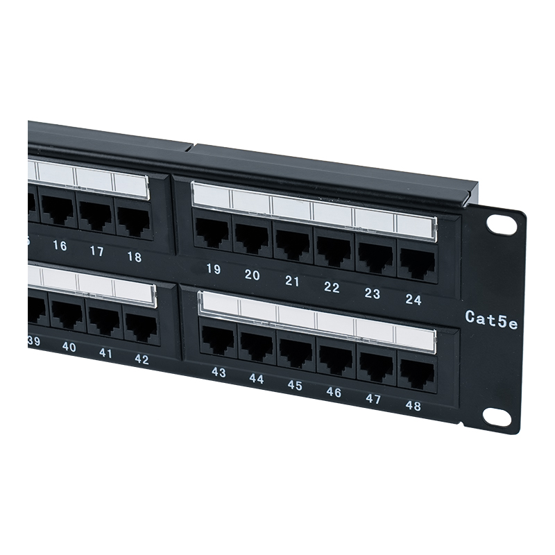 Cat5e 19-inch 2U obtentu 48-Portus Patch Panel (Dual-proposito IDC; cum plastic cardboard inserta) SP-3204D48-C5E Cat5e 19-inch 2U obtentu 48-Portus Patch Panel (Dual-proposito IDC; cum plastic cardboard inserta) SP-3204D48-C5E